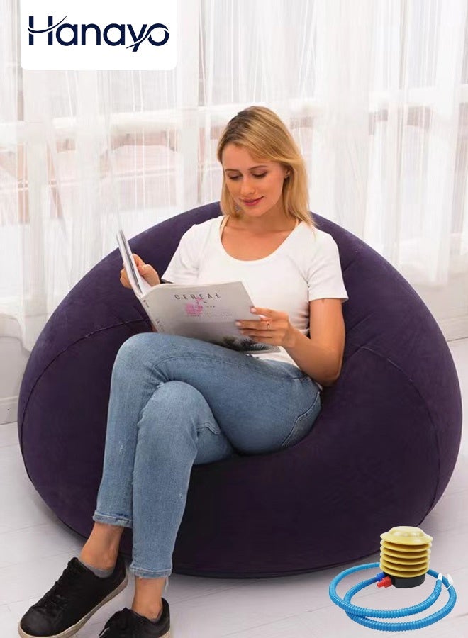 Hanayo Inflatable Sofa Bean Bag Chair with Air Pump Ultra Soft Inflatable Single Spherical Sofa Chair for Dorm Room Outdoor Travel Camping Picnic(Navy) - Image 1